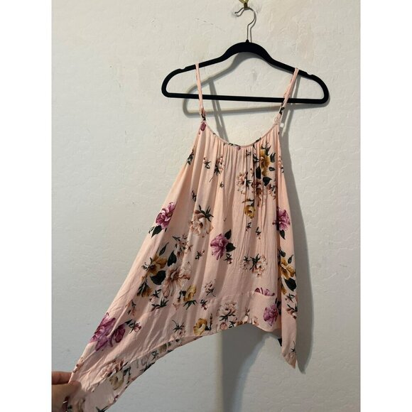 Torrid Sz 0 (US L 12) Blush Pink Lighweight Boho Floral Print Camisole Tank Top - Picture 3 of 7
